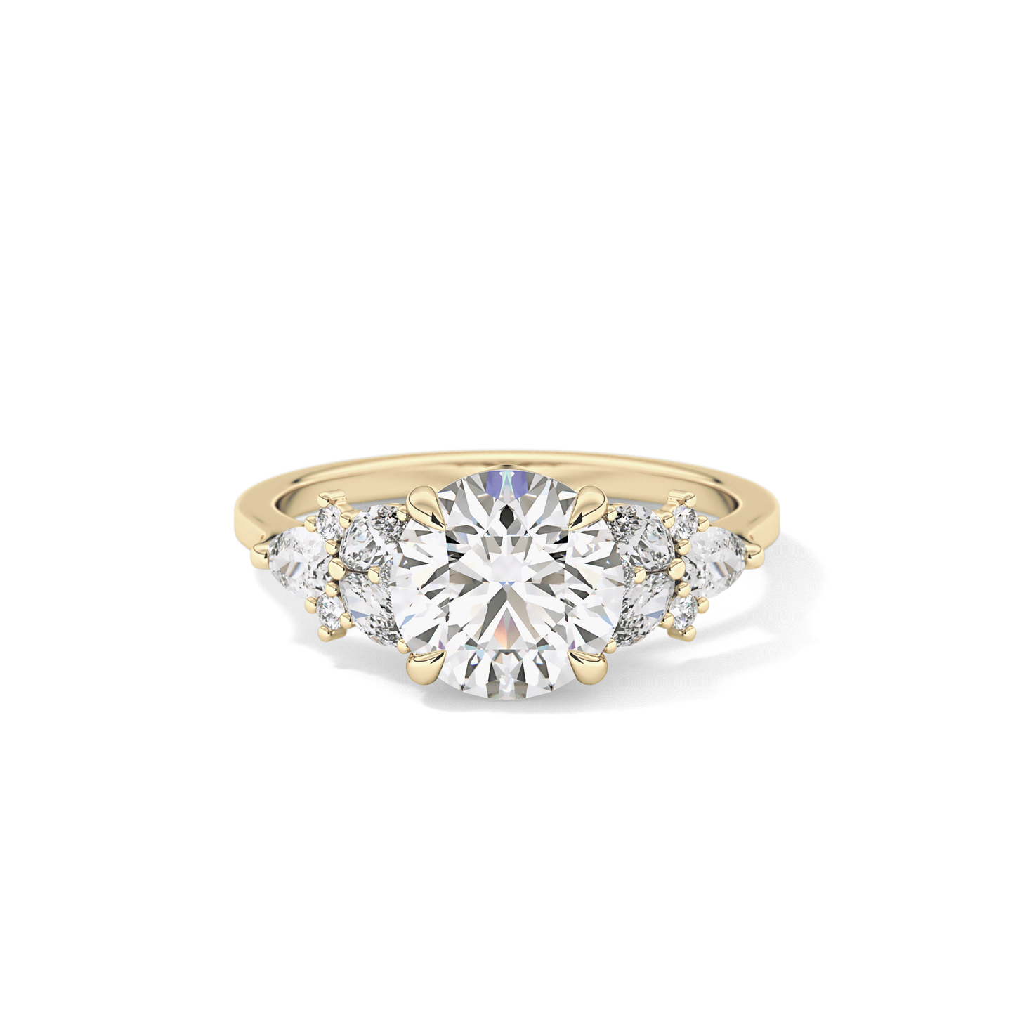 Round Cluster Lab Grown Diamond Engagement Ring