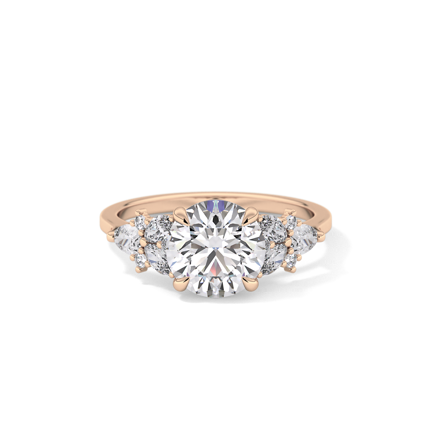 Round Cluster Lab Grown Diamond Engagement Ring