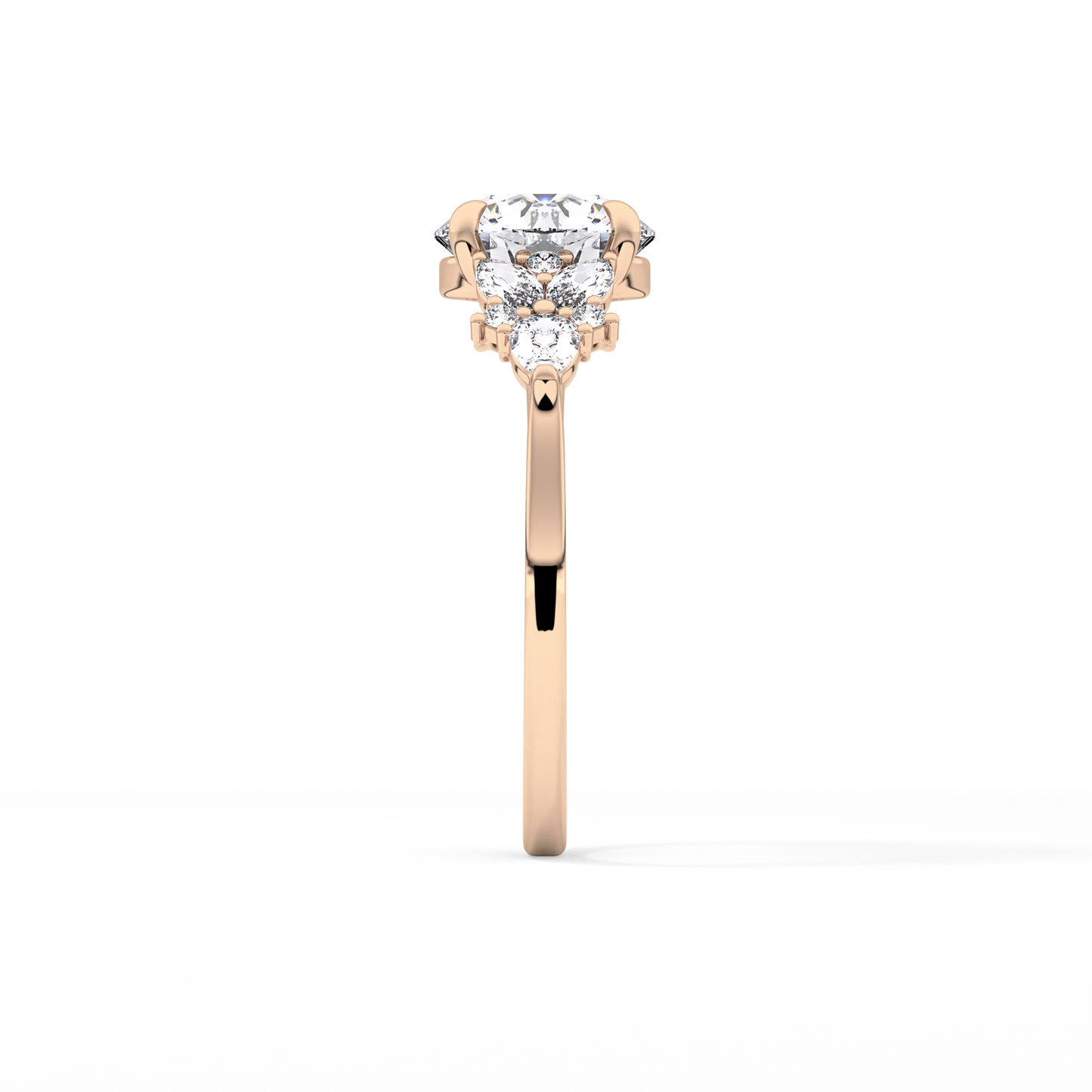 Round Cluster Lab Grown Diamond Engagement Ring