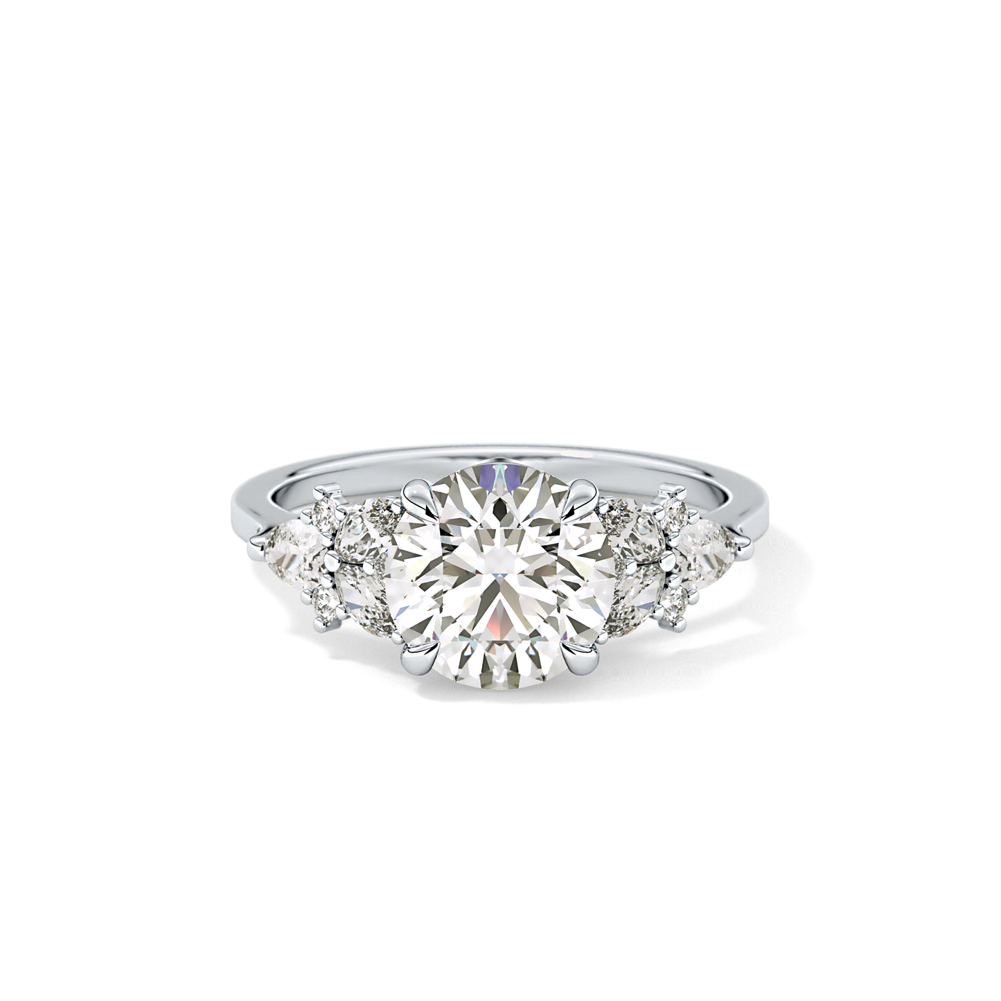 Round Cluster Lab Grown Diamond Engagement Ring