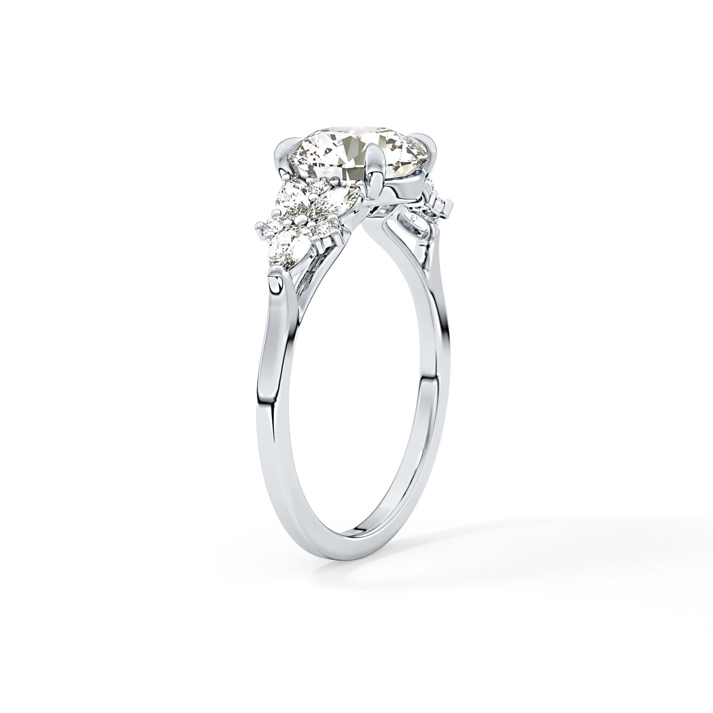 Round Cluster Lab Grown Diamond Engagement Ring