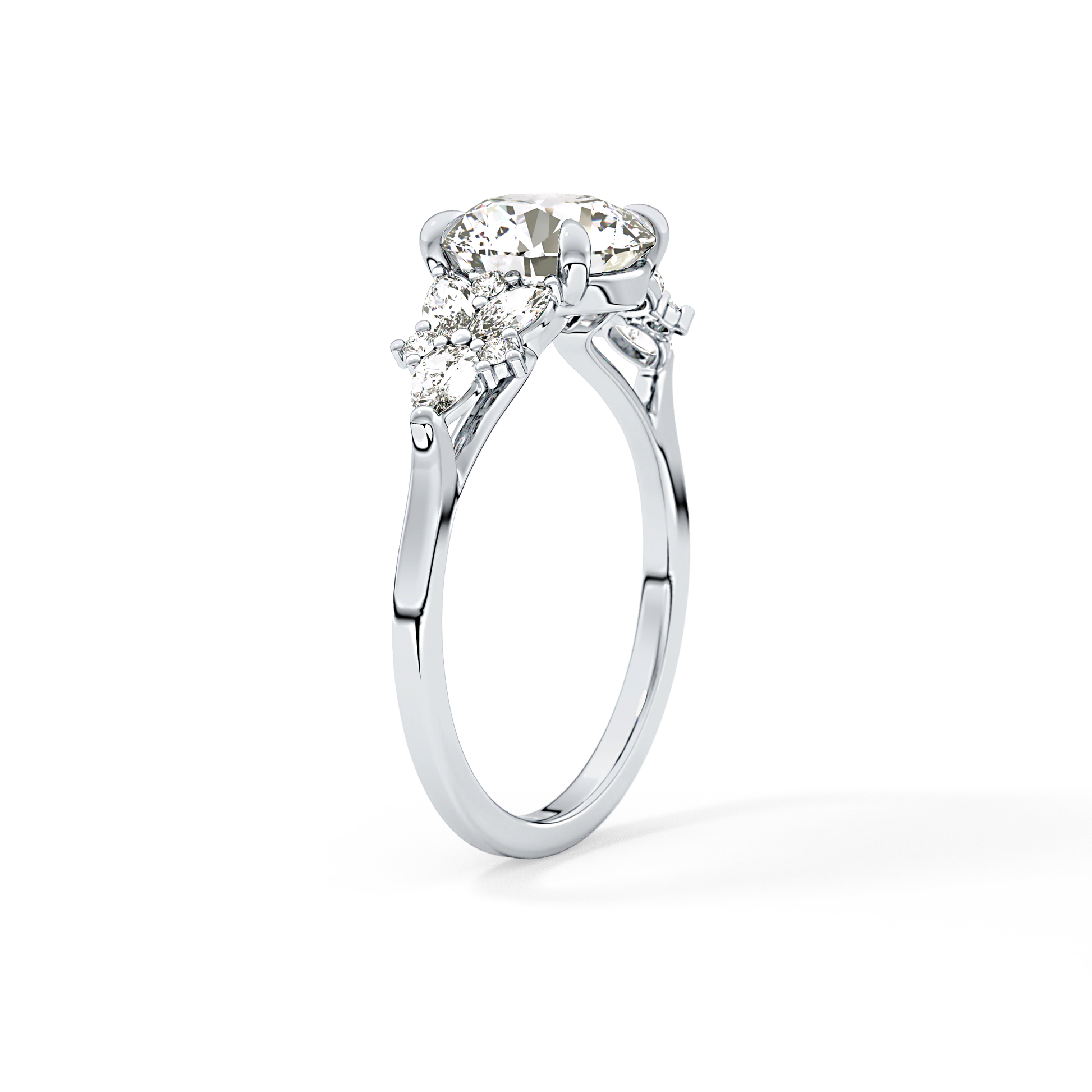 Round Cluster Lab Grown Diamond Engagement Ring