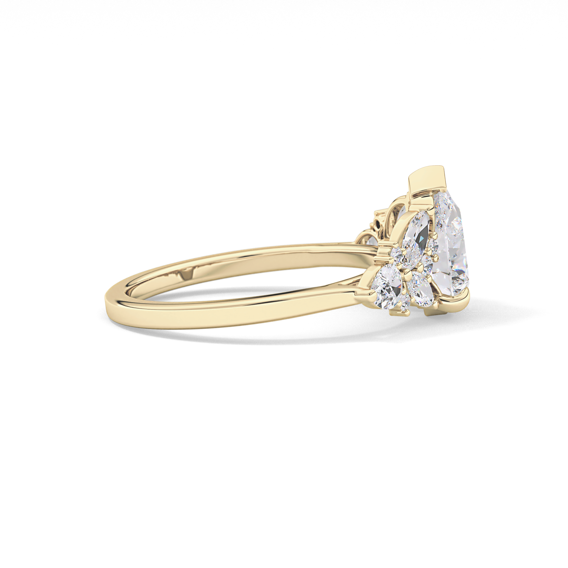 Pear Cluster Lab Grown Diamond Engagement Ring