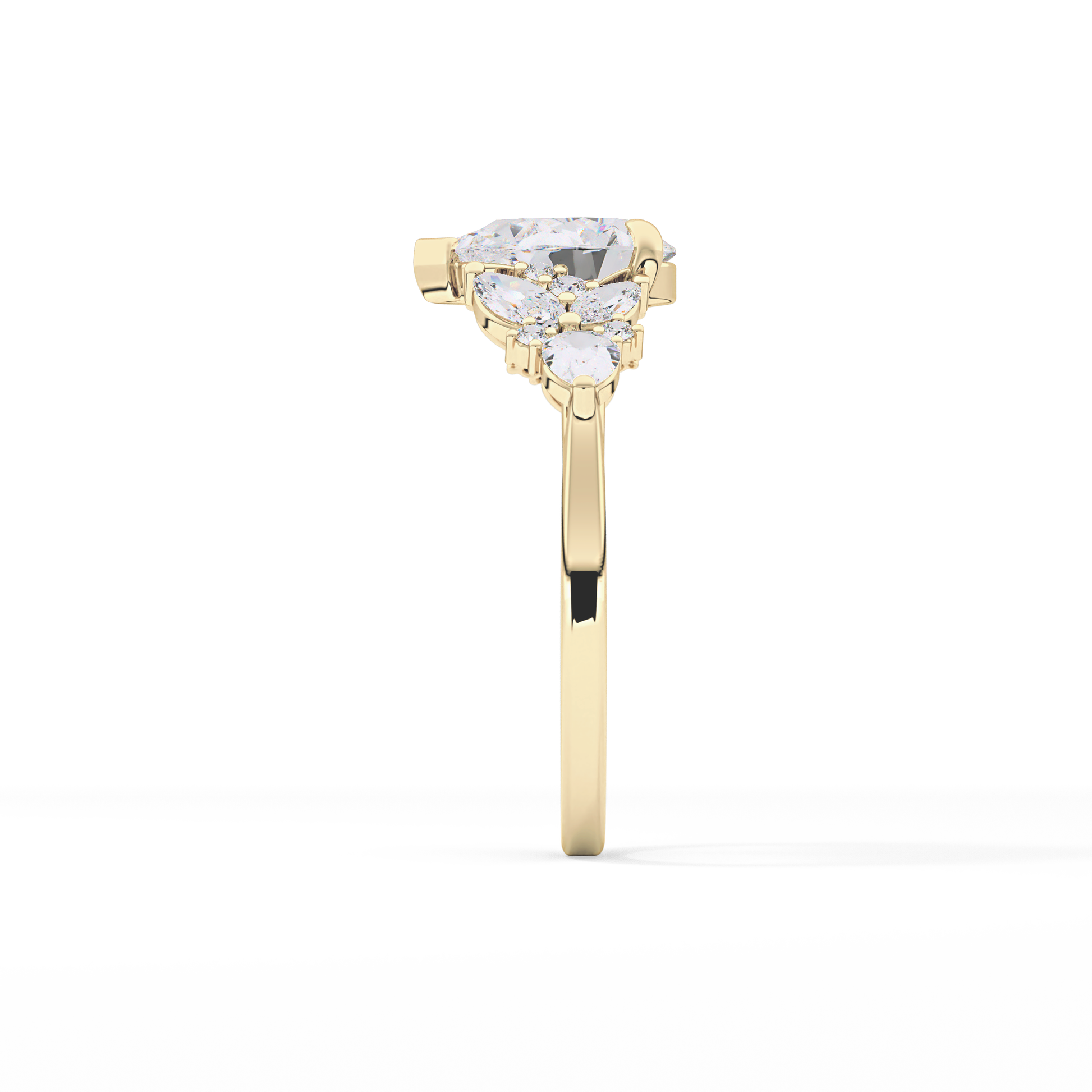 Pear Cluster Lab Grown Diamond Engagement Ring