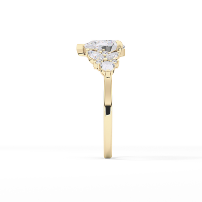 Pear Cluster Lab Grown Diamond Engagement Ring