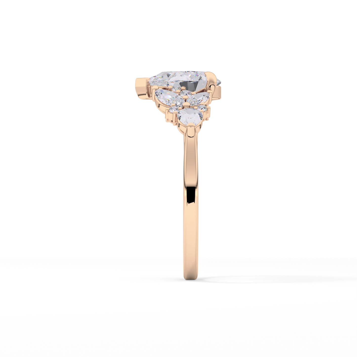 Pear Cluster Lab Grown Diamond Engagement Ring
