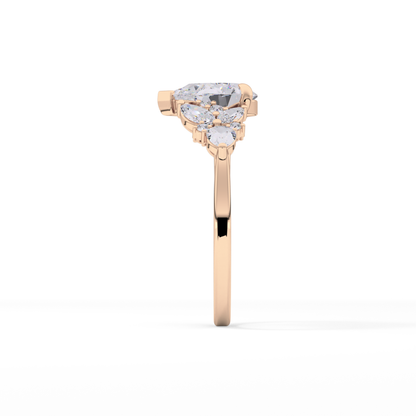 Pear Cluster Lab Grown Diamond Engagement Ring
