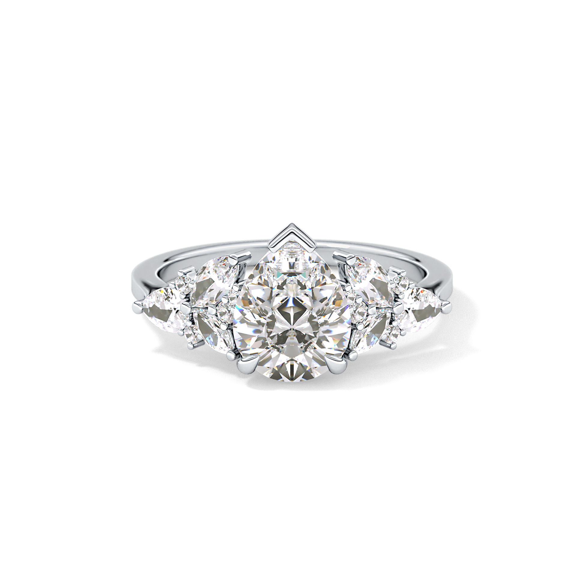 Pear Cluster Lab Grown Diamond Engagement Ring
