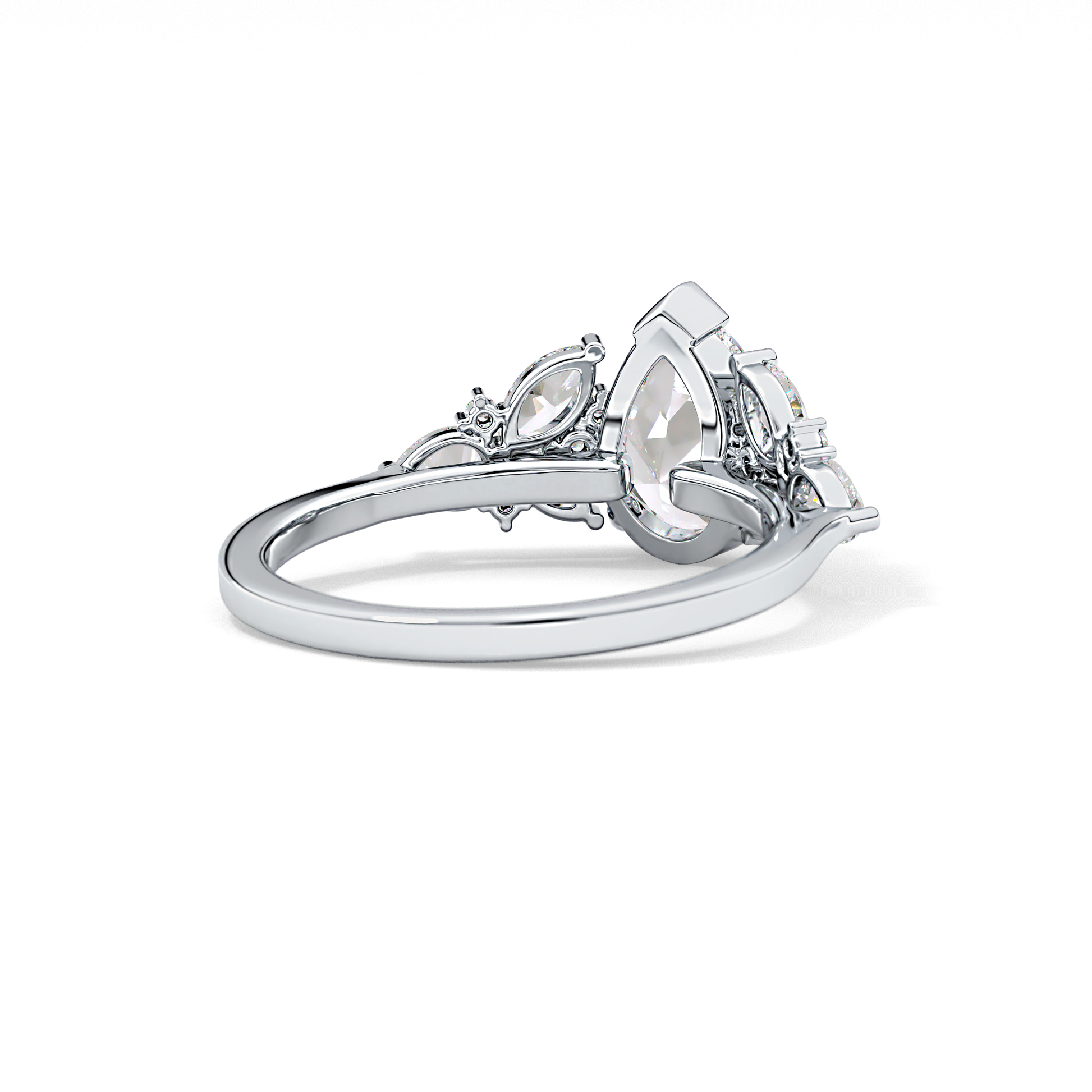 Pear Cluster Lab Grown Diamond Engagement Ring