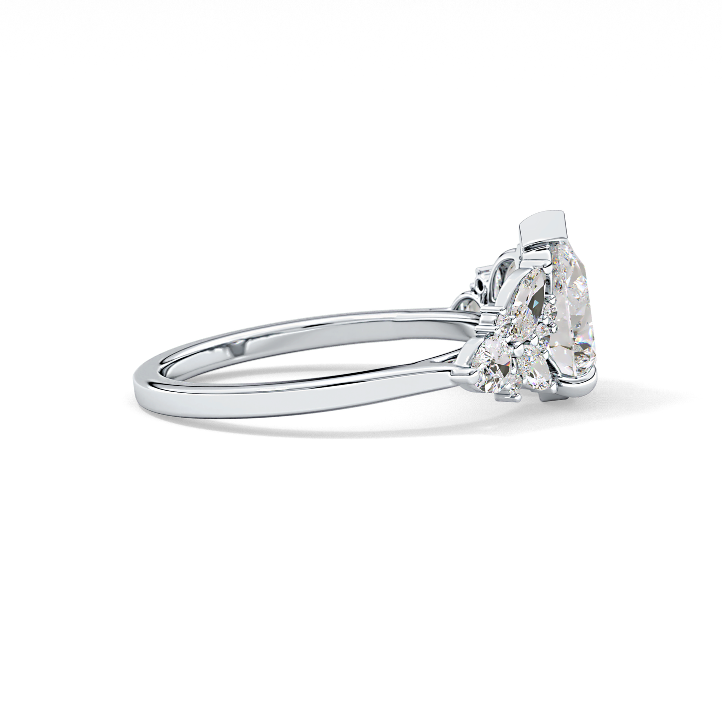 Pear Cluster Lab Grown Diamond Engagement Ring