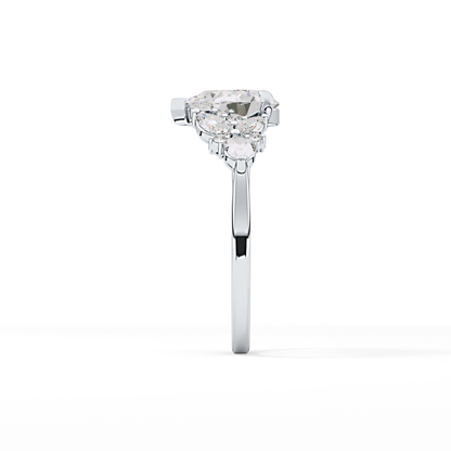 Pear Cluster Lab Grown Diamond Engagement Ring
