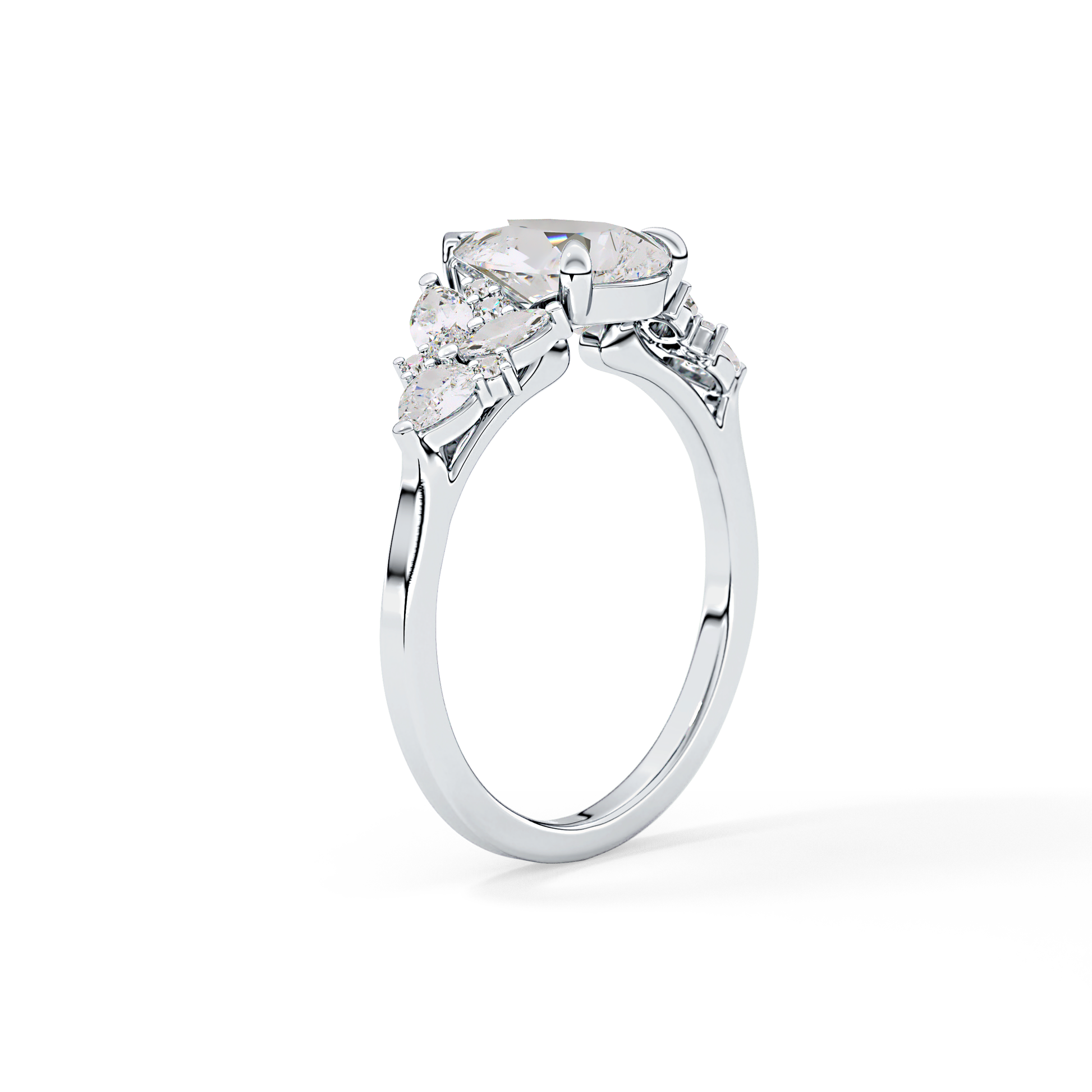 Pear Cluster Lab Grown Diamond Engagement Ring