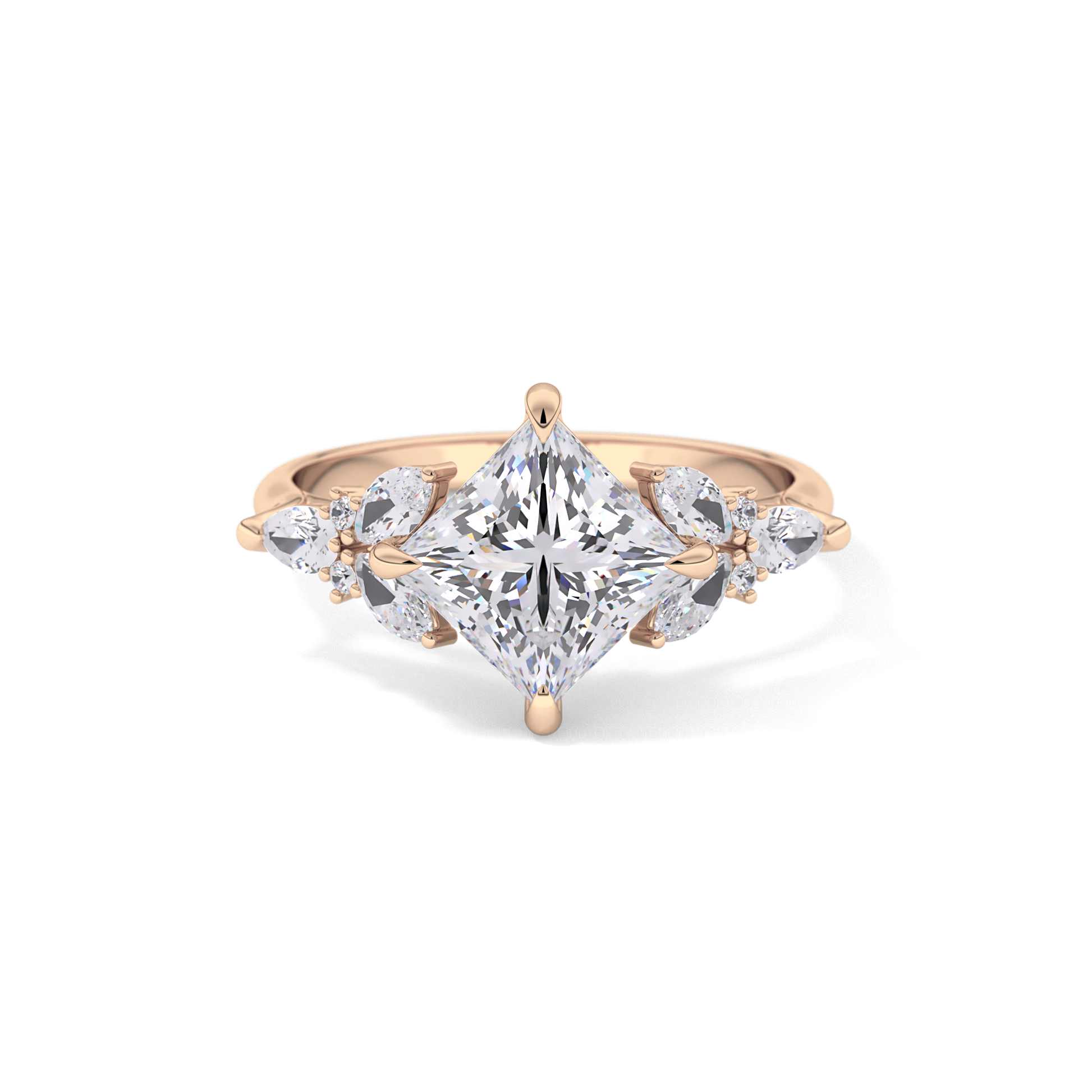 Princess Cluster Lab Grown Diamond Engagement Ring