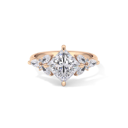 Princess Cluster Lab Grown Diamond Engagement Ring