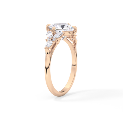 Princess Cluster Lab Grown Diamond Engagement Ring