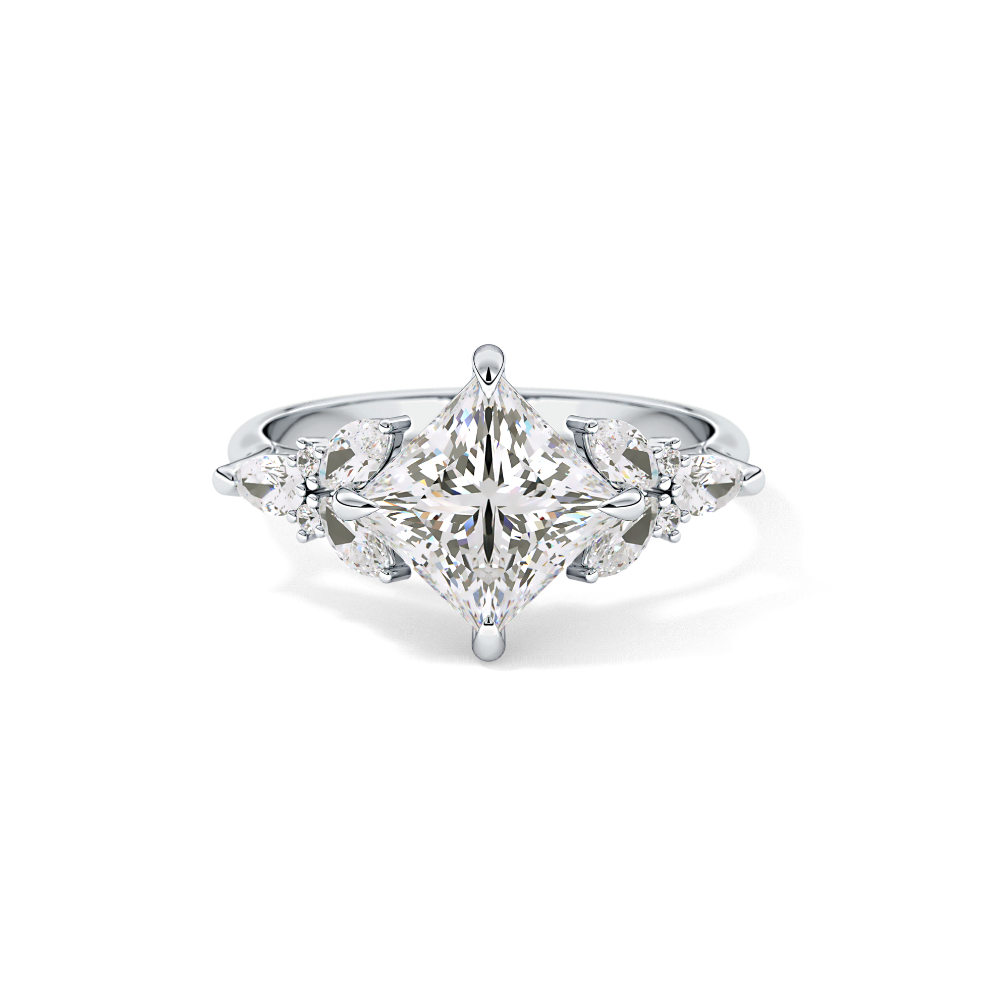 Princess Cluster Lab Grown Diamond Engagement Ring