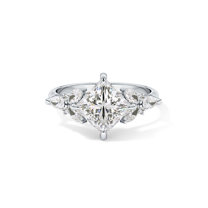 Princess Cluster Lab Grown Diamond Engagement Ring