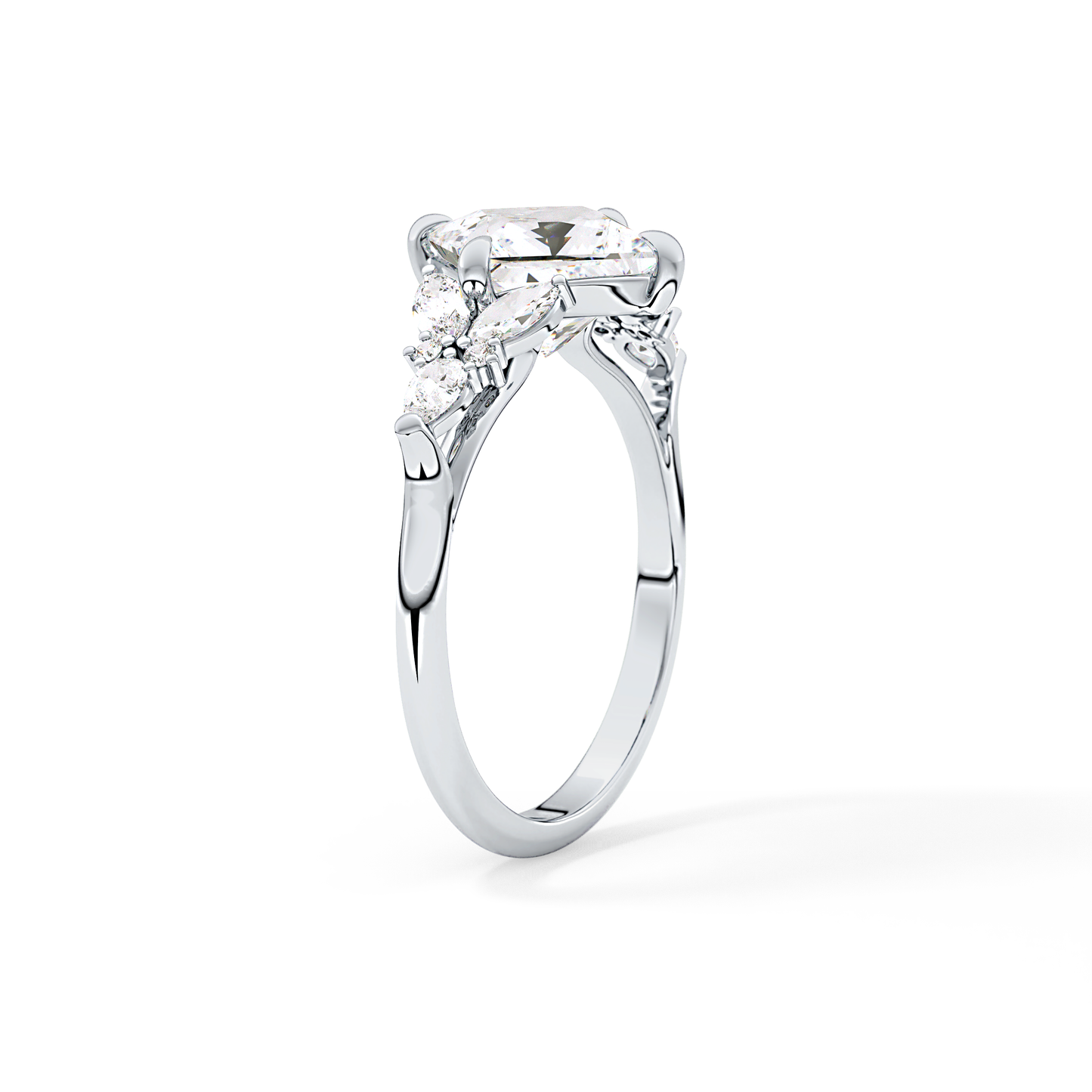 Princess Cluster Lab Grown Diamond Engagement Ring