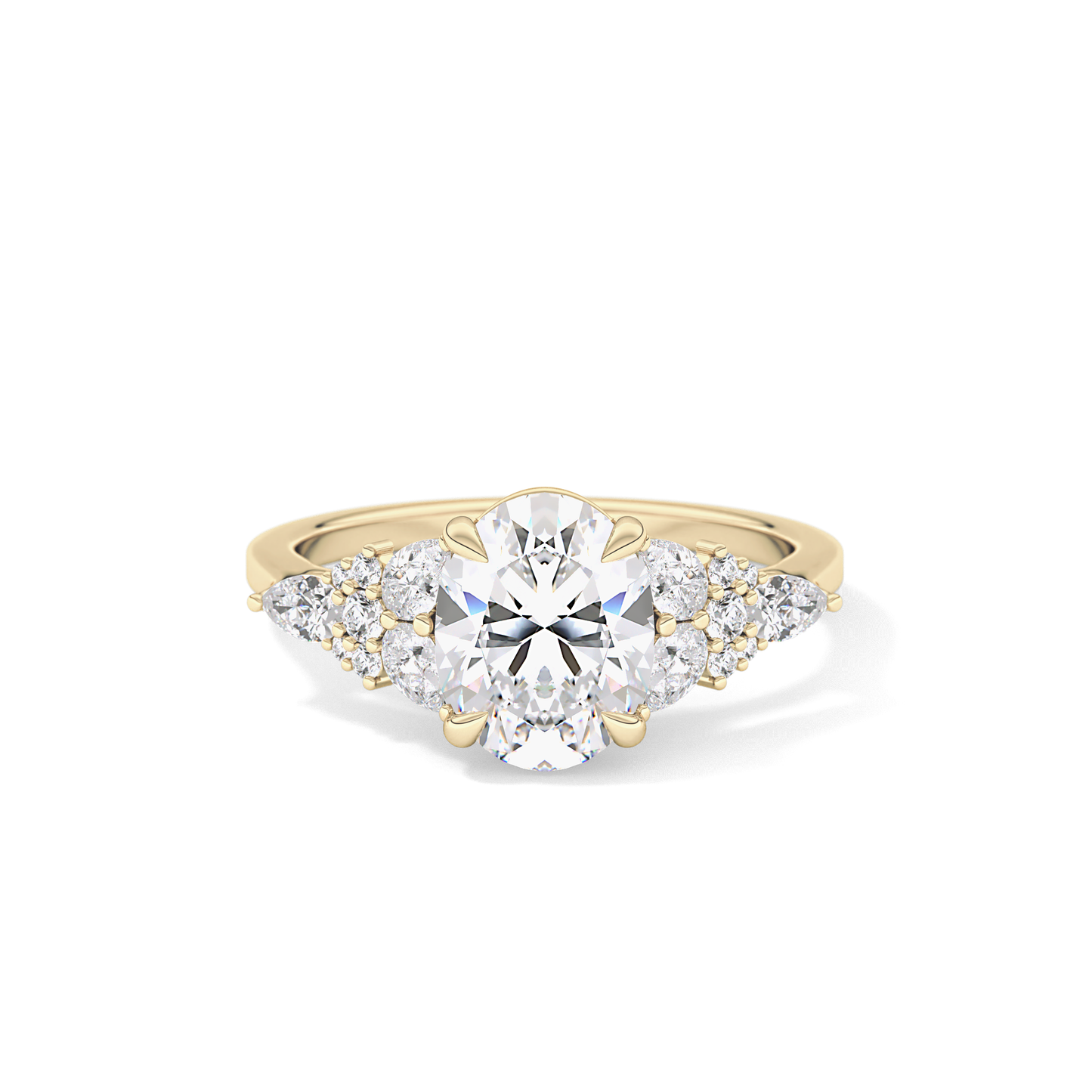 Oval Cluster Lab Grown Diamond Engagement Ring