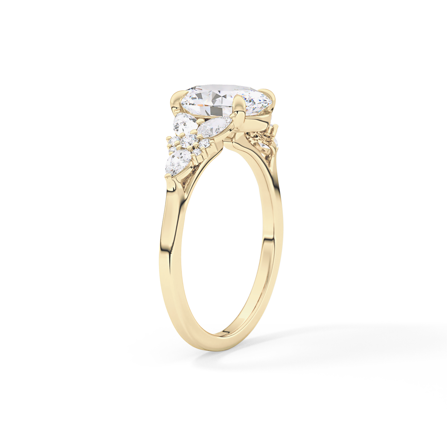 Oval Cluster Lab Grown Diamond Engagement Ring