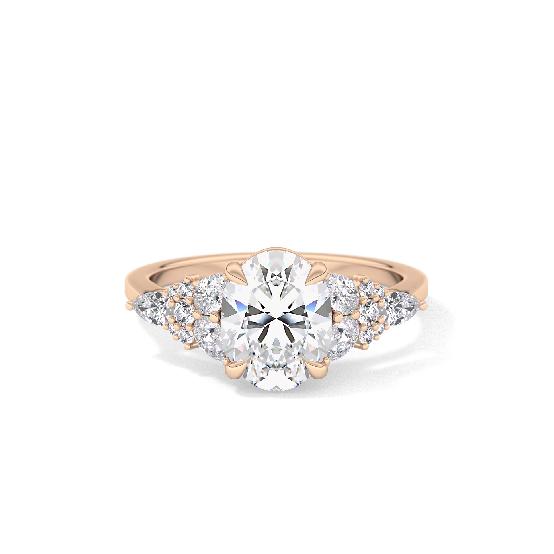 Oval Cluster Lab Grown Diamond Engagement Ring