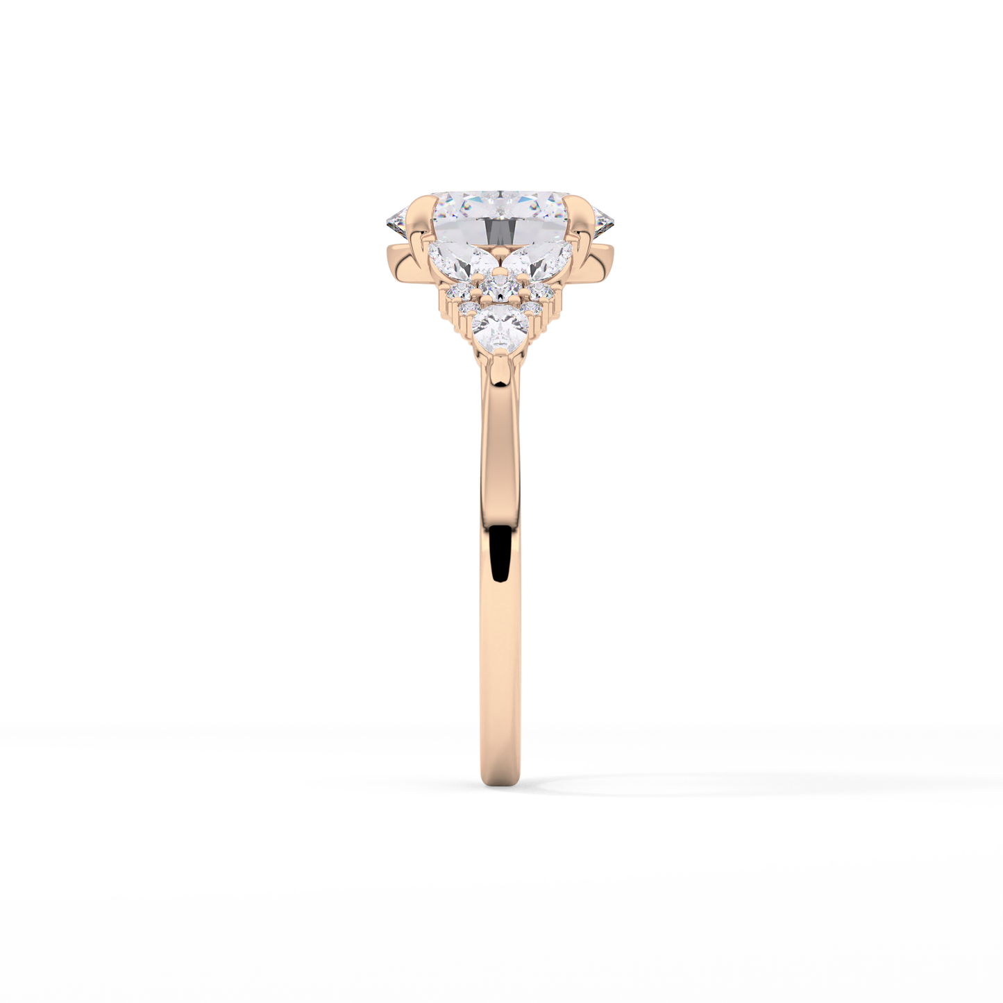 Oval Cluster Lab Grown Diamond Engagement Ring