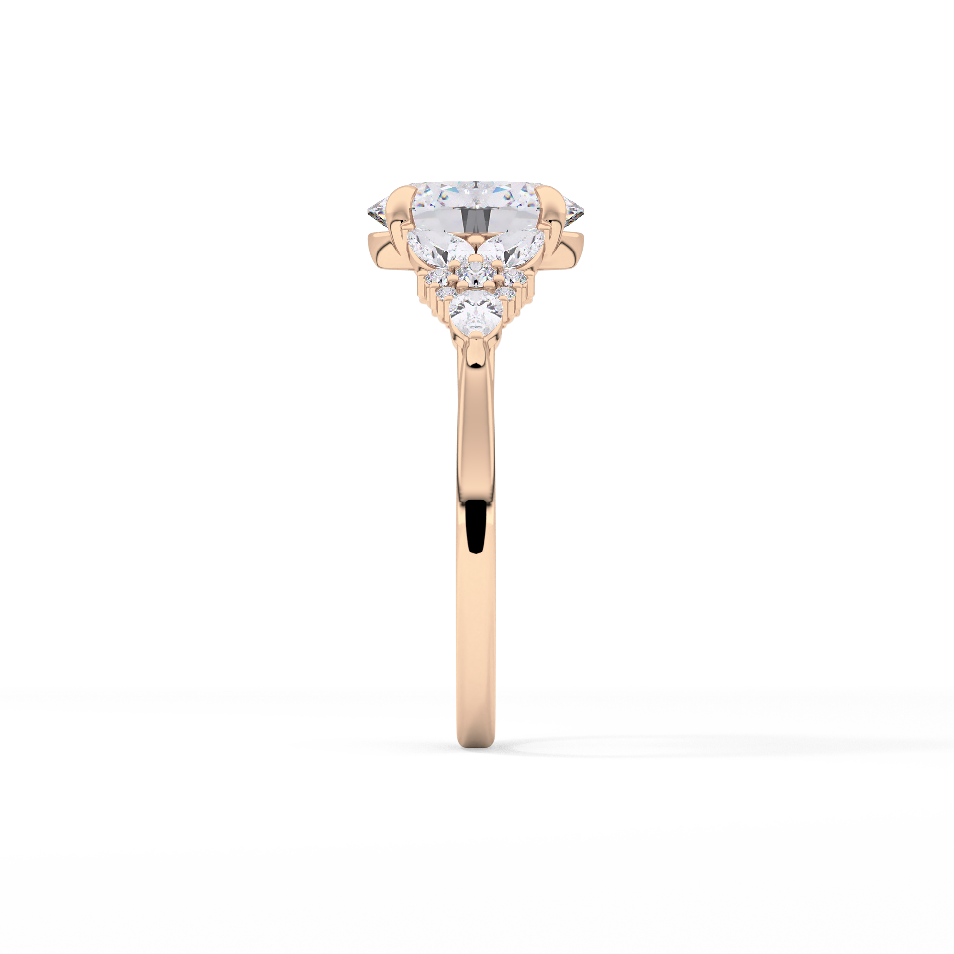 Oval Cluster Lab Grown Diamond Engagement Ring