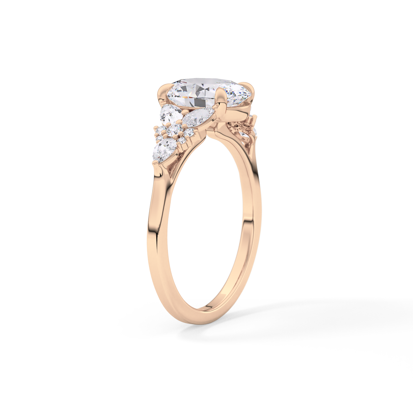 Oval Cluster Lab Grown Diamond Engagement Ring