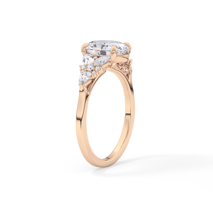 Oval Cluster Lab Grown Diamond Engagement Ring