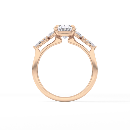 Oval Cluster Lab Grown Diamond Engagement Ring