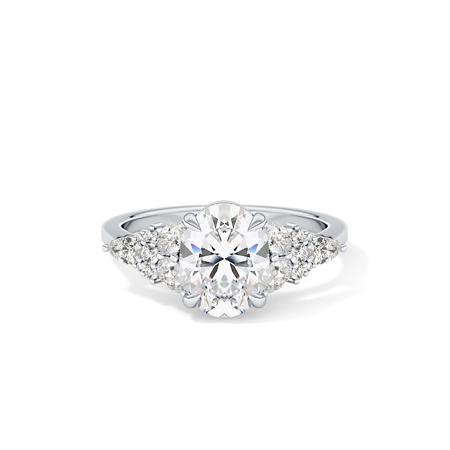 Oval Cluster Lab Grown Diamond Engagement Ring