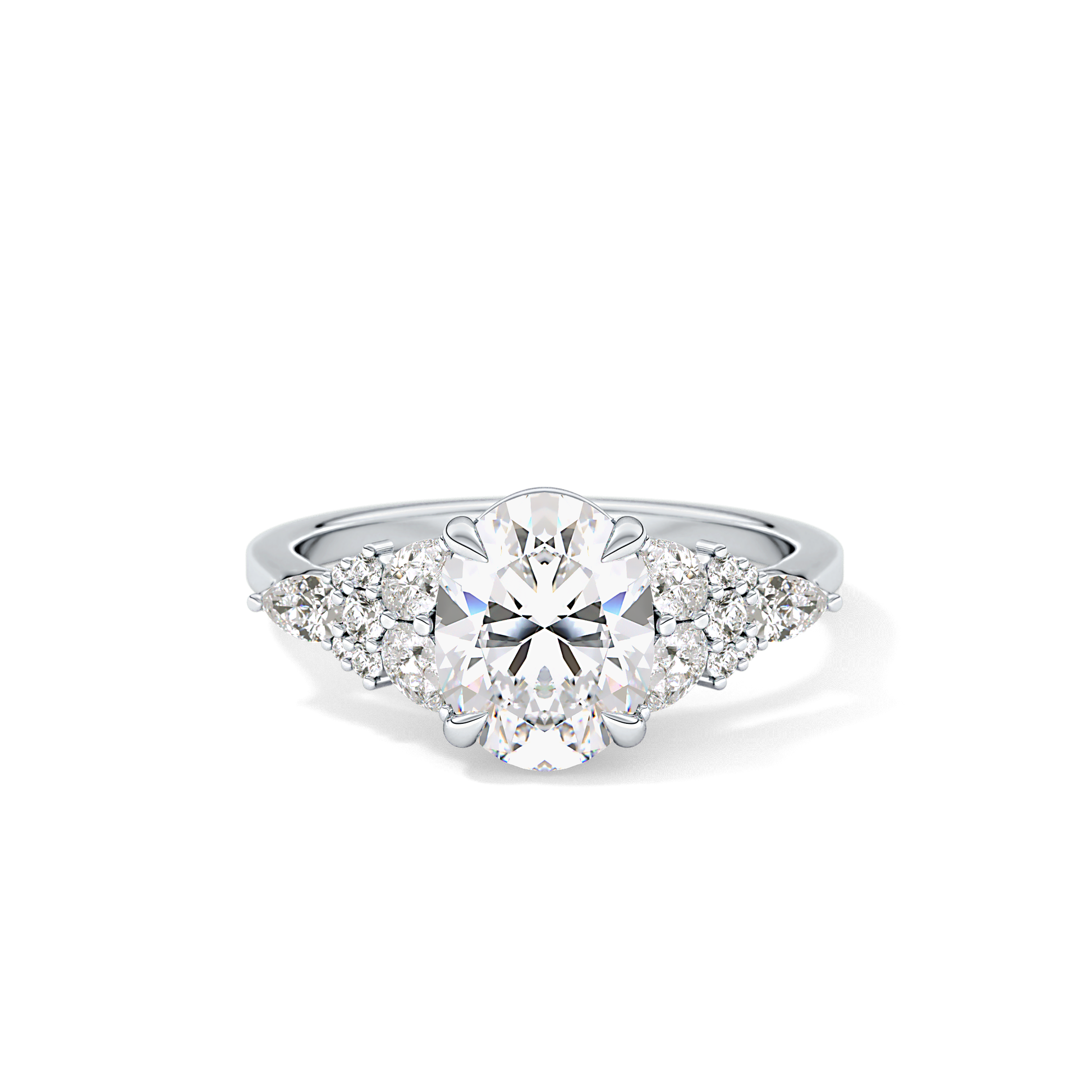 Oval Cluster Lab Grown Diamond Engagement Ring