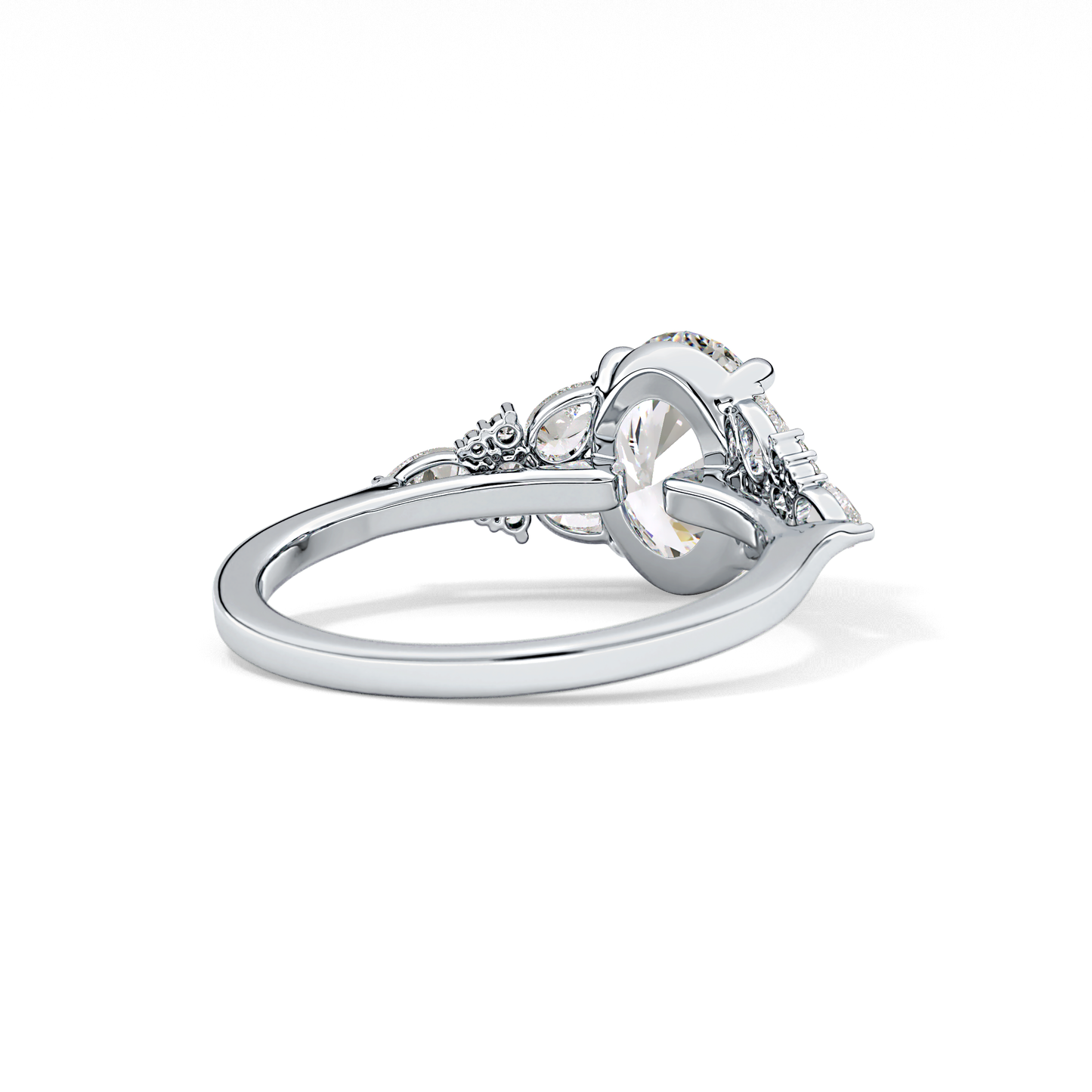 Oval Cluster Lab Grown Diamond Engagement Ring