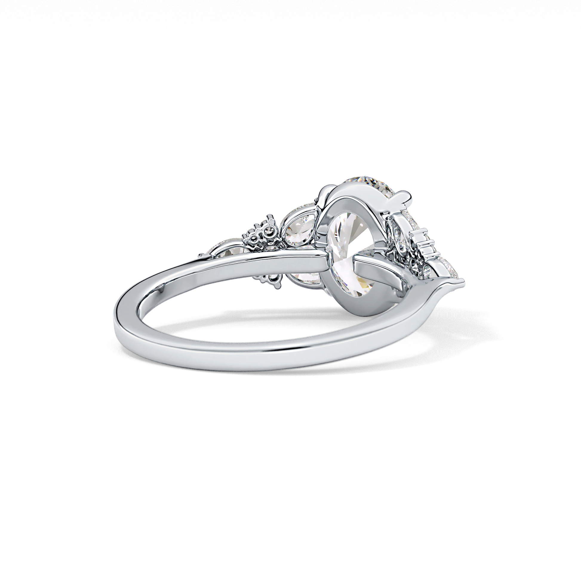 Oval Cluster Lab Grown Diamond Engagement Ring