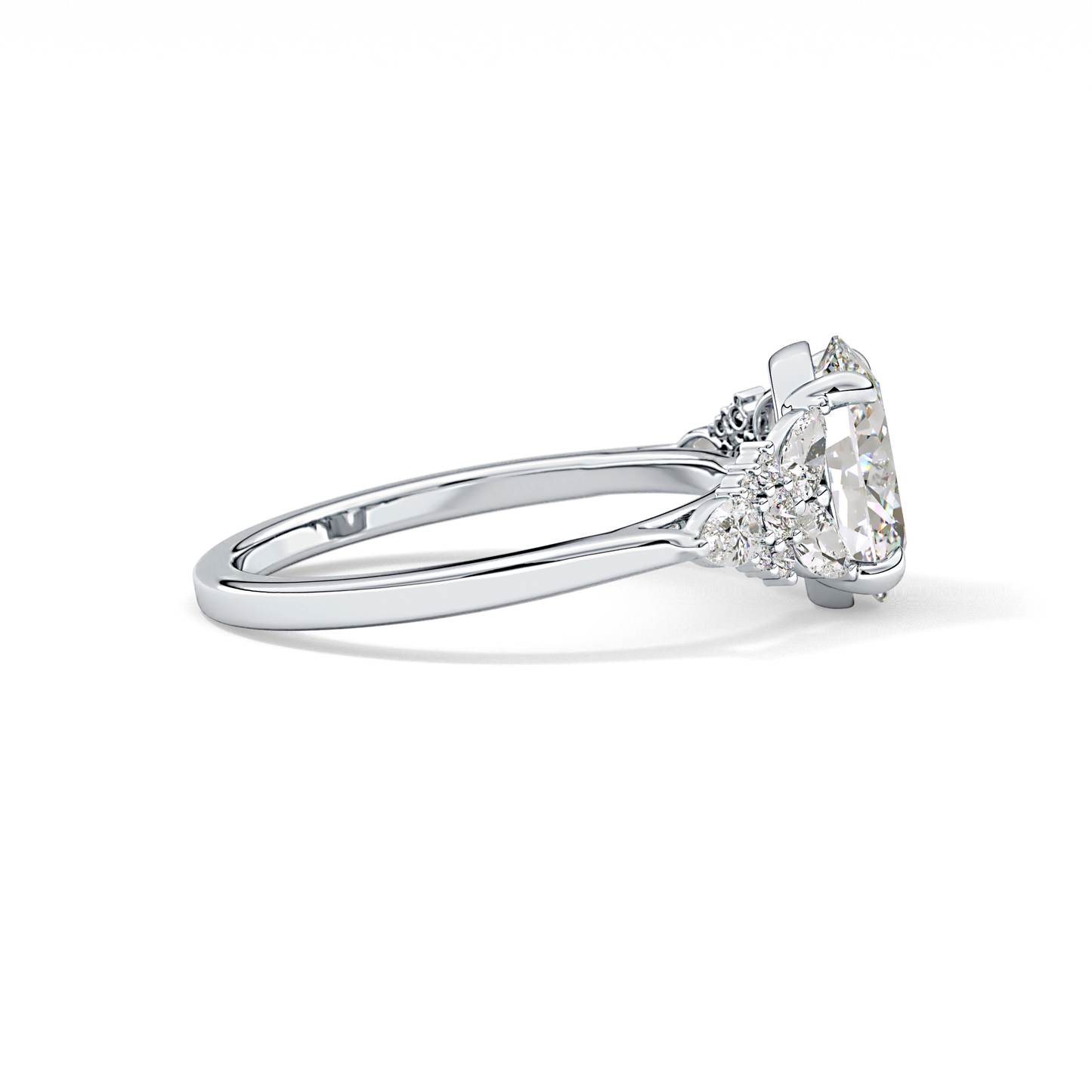 Oval Cluster Lab Grown Diamond Engagement Ring