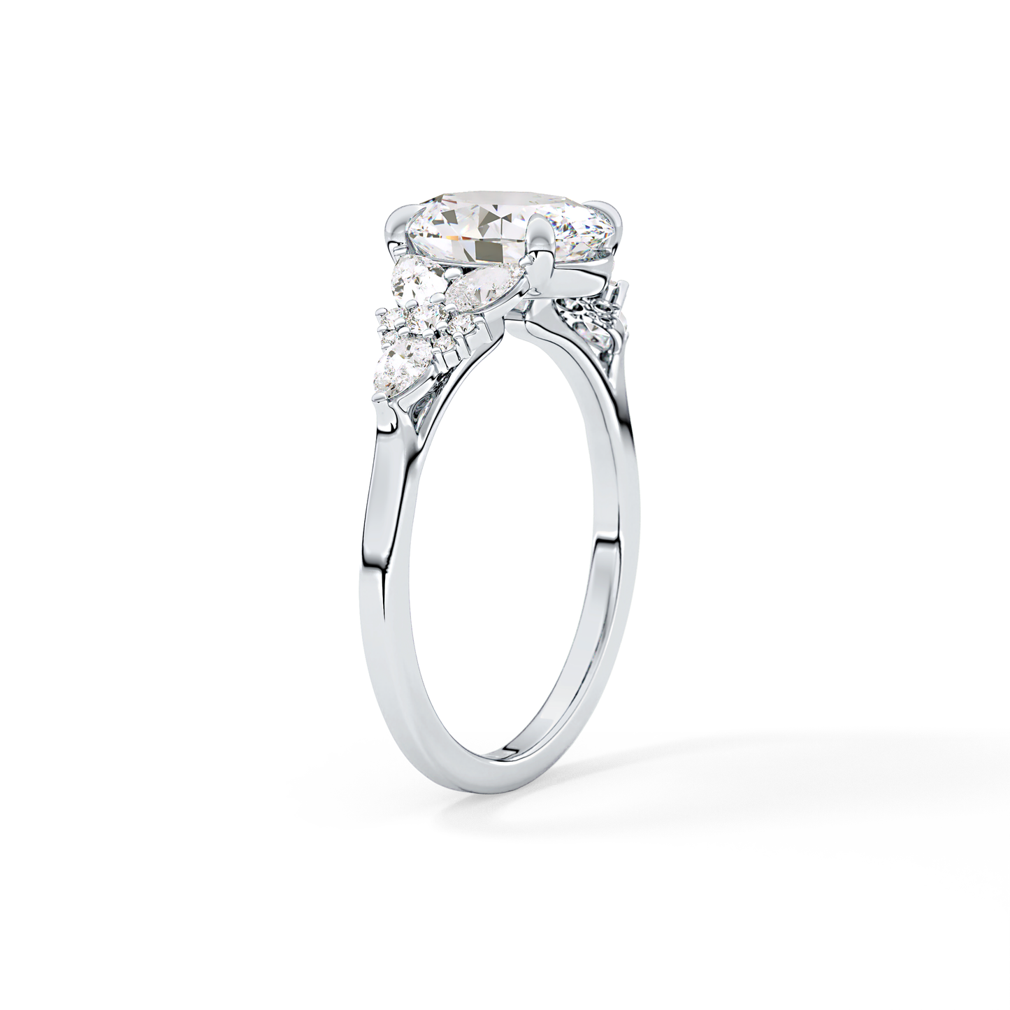 Oval Cluster Lab Grown Diamond Engagement Ring