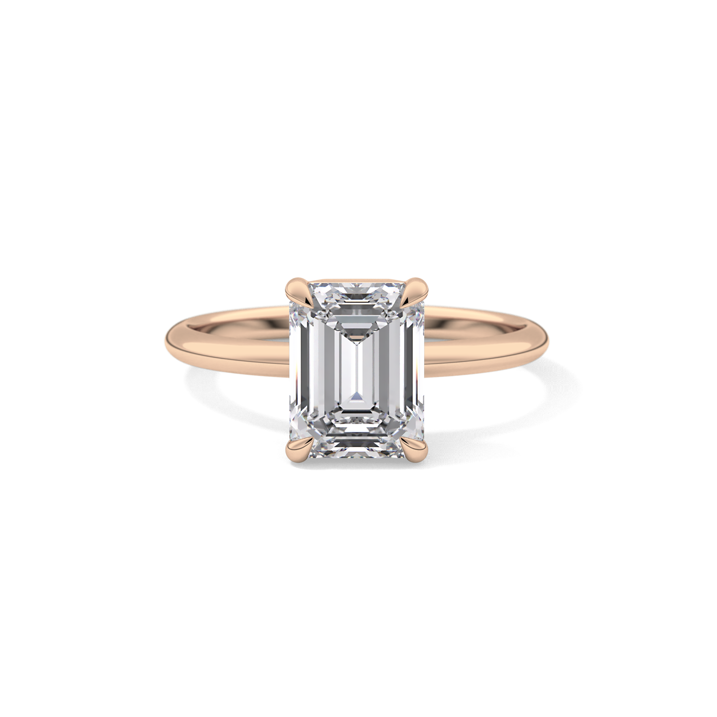 Emerald Solitaire Lab Grown Engagement Ring