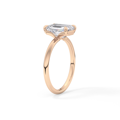 Emerald Solitaire Lab Grown Engagement Ring