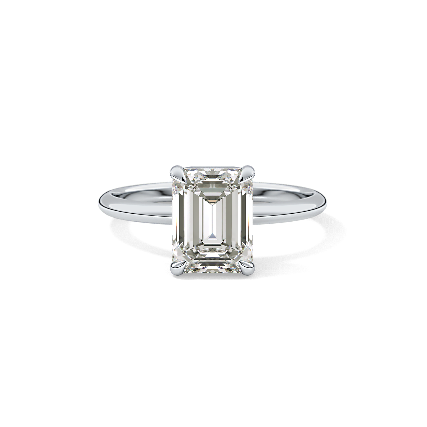 Emerald Solitaire Lab Grown Engagement Ring