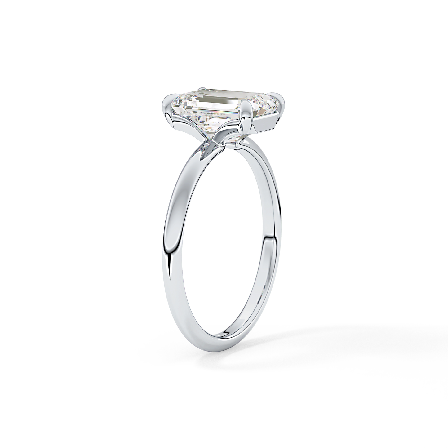 Emerald Solitaire Lab Grown Engagement Ring