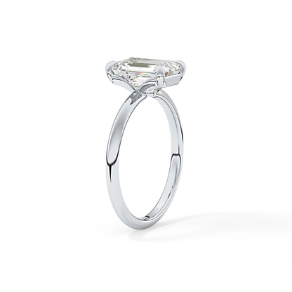 Emerald Solitaire Lab Grown Engagement Ring