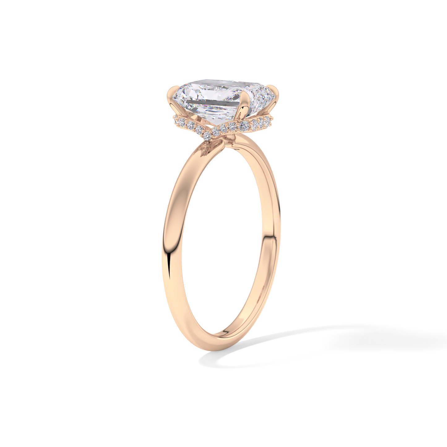 Radiant Hidden Halo Lab Grown Diamond Engagement Ring