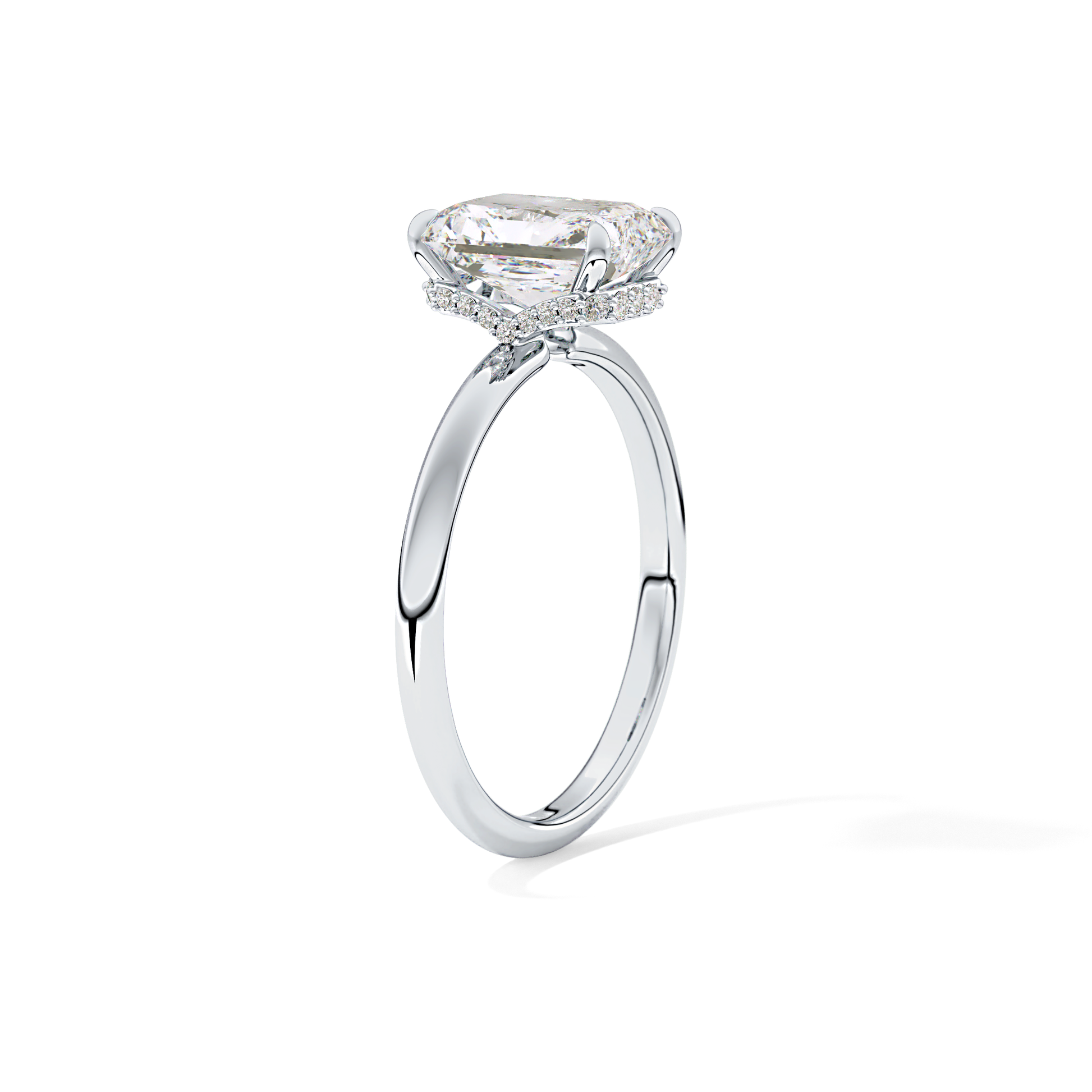 Radiant Hidden Halo Lab Grown Diamond Engagement Ring