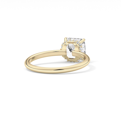 Asscher Hidden Halo Lab Grown Diamond Engagement Ring