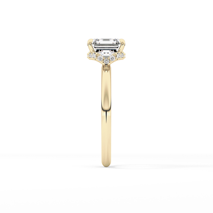 Asscher Hidden Halo Lab Grown Diamond Engagement Ring