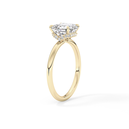 Asscher Hidden Halo Lab Grown Diamond Engagement Ring