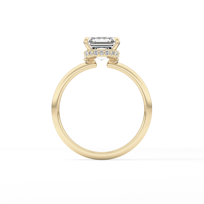 Asscher Hidden Halo Lab Grown Diamond Engagement Ring
