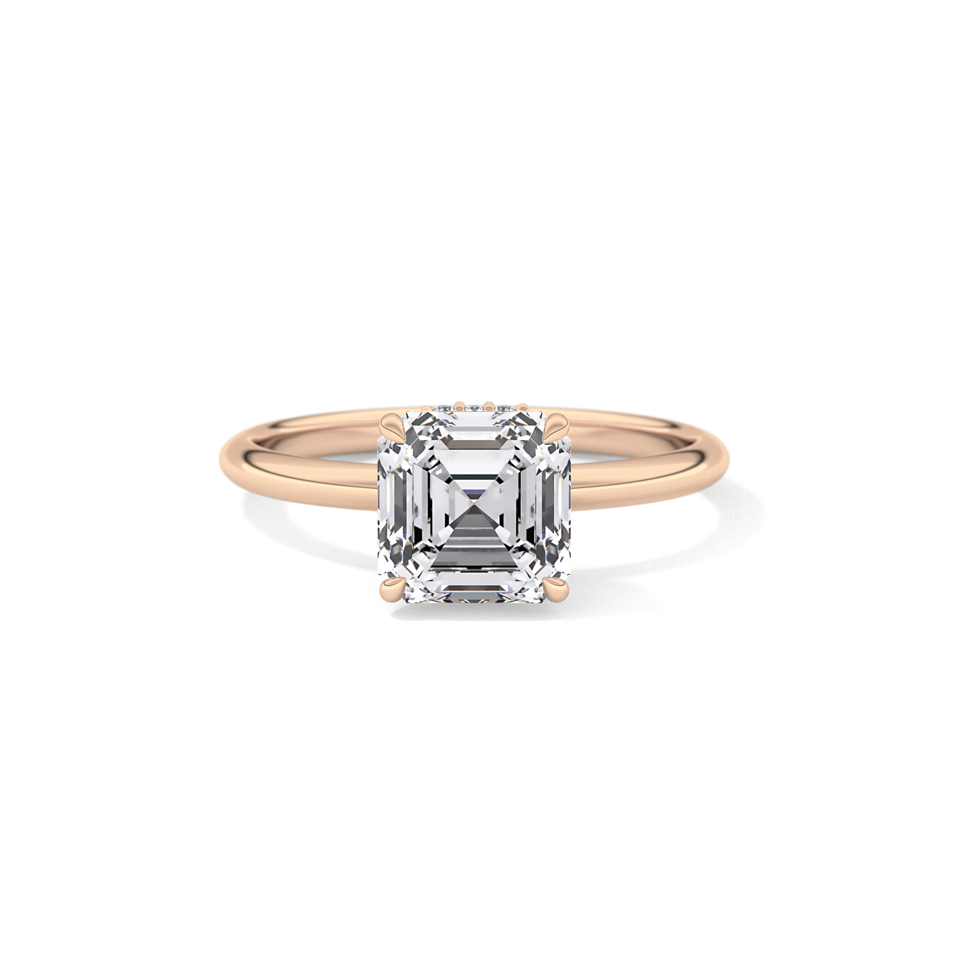 Asscher Hidden Halo Lab Grown Diamond Engagement Ring