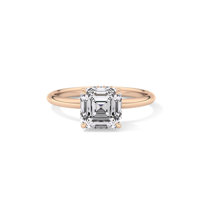 Asscher Hidden Halo Lab Grown Diamond Engagement Ring