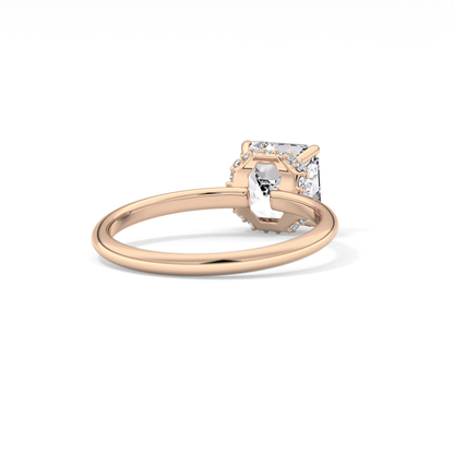 Asscher Hidden Halo Lab Grown Diamond Engagement Ring